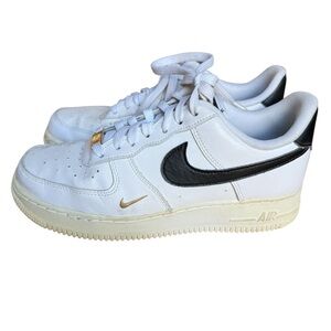 Nike Air Force One White and Black Sneakers with Gold Accents women’s size 8.5